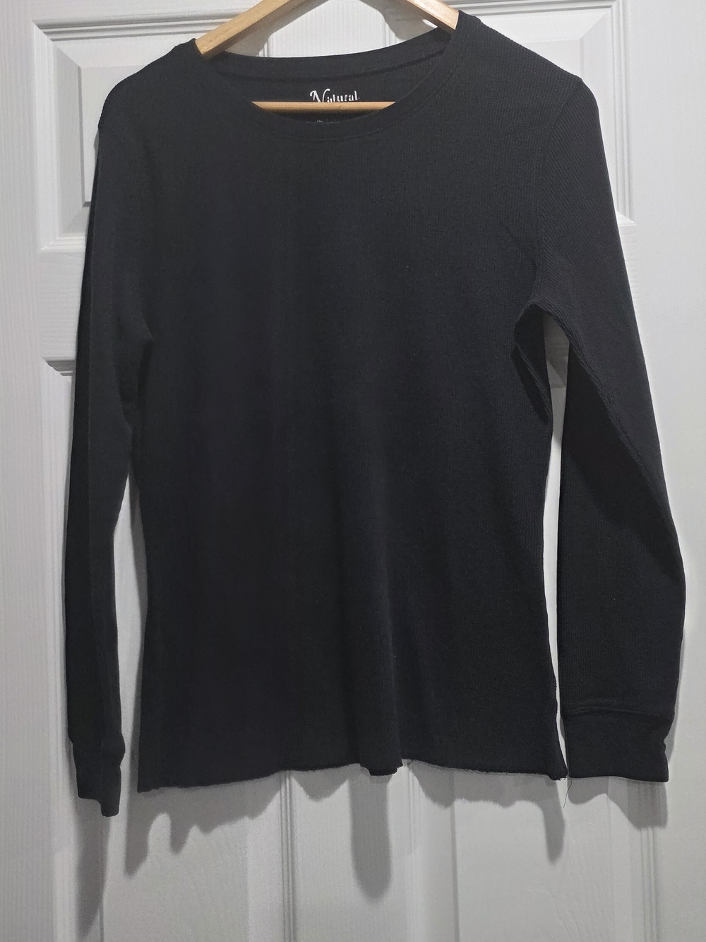 Natural Reflections Black Ribbed Crew Neck Sweater